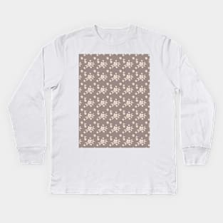 Floral pattern in beige shades Kids Long Sleeve T-Shirt